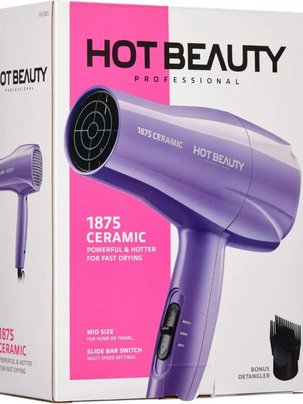 Powerful 1875W Ceramic Hair Dryer, Fast Drying, Multi-Setting, Comb & Detangler